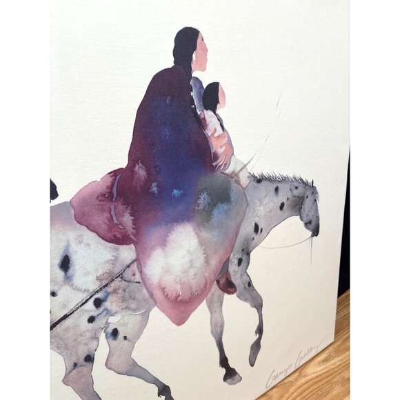 Carol Grigg Canvas Print Travois Native Inspired Watercolor Signed 39.5 x 25.25" - Picture 6 of 10